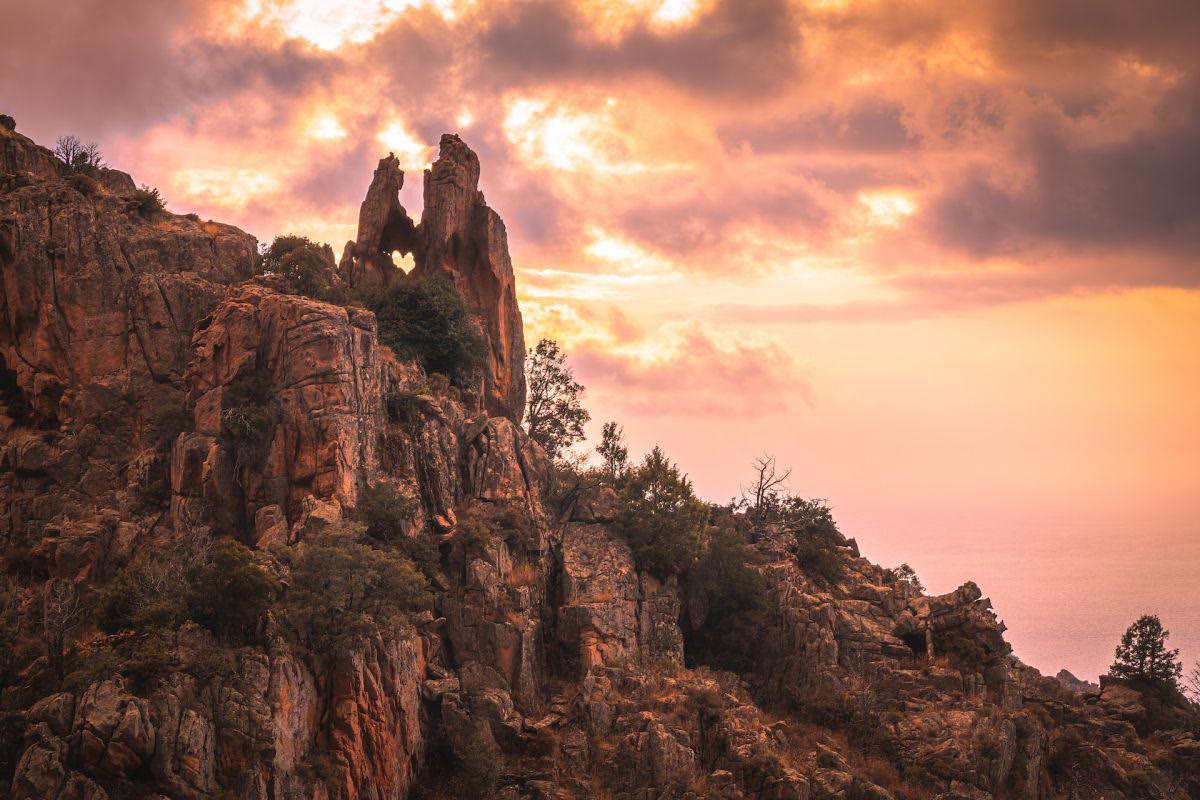 Calanche de Piana au coucher du soleil